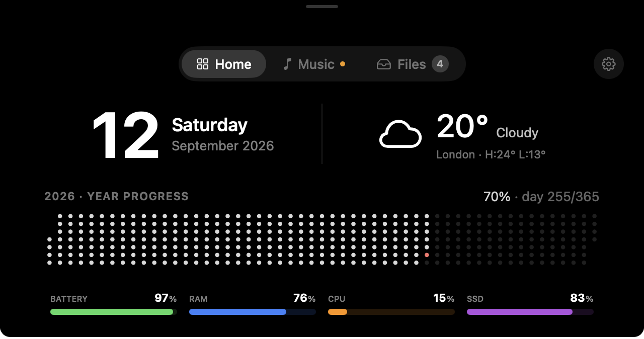 Home dashboard